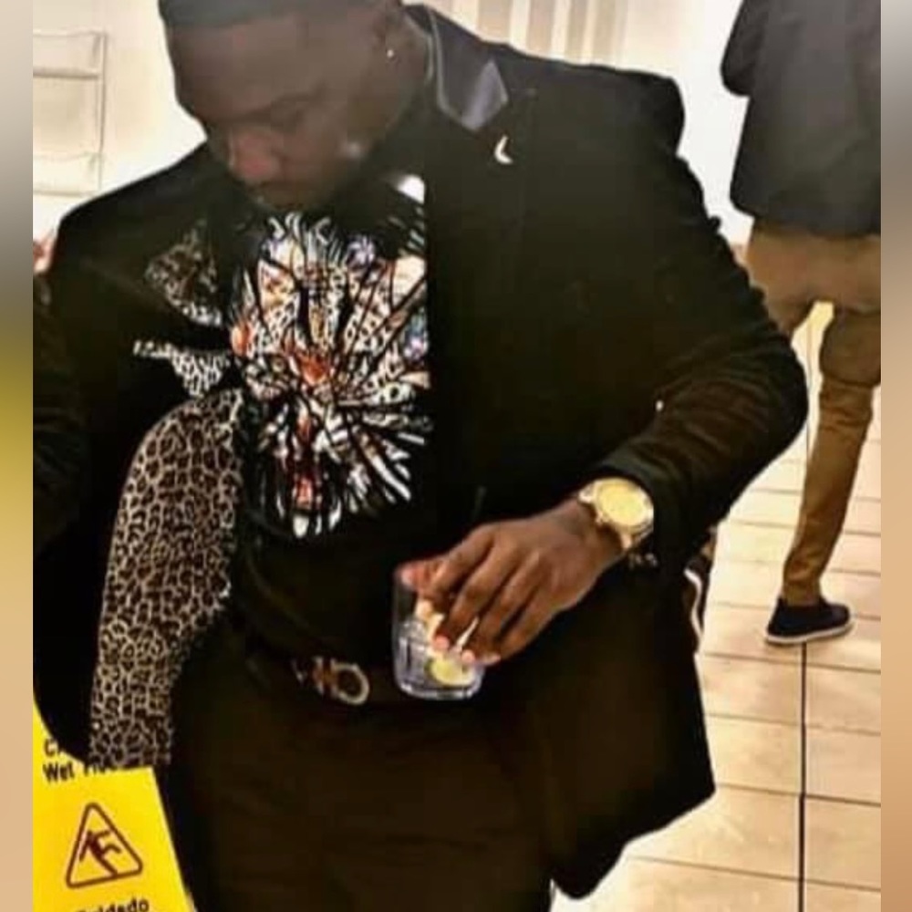 Saint Lorenzo / Velvet Slim Fit Blazer/ Cheetah Satin Lining